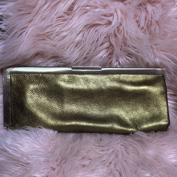 Calvin Klein Y2K Metallic Gold Clutch Handbag Retro Classic Party - Picture 2 of 6
